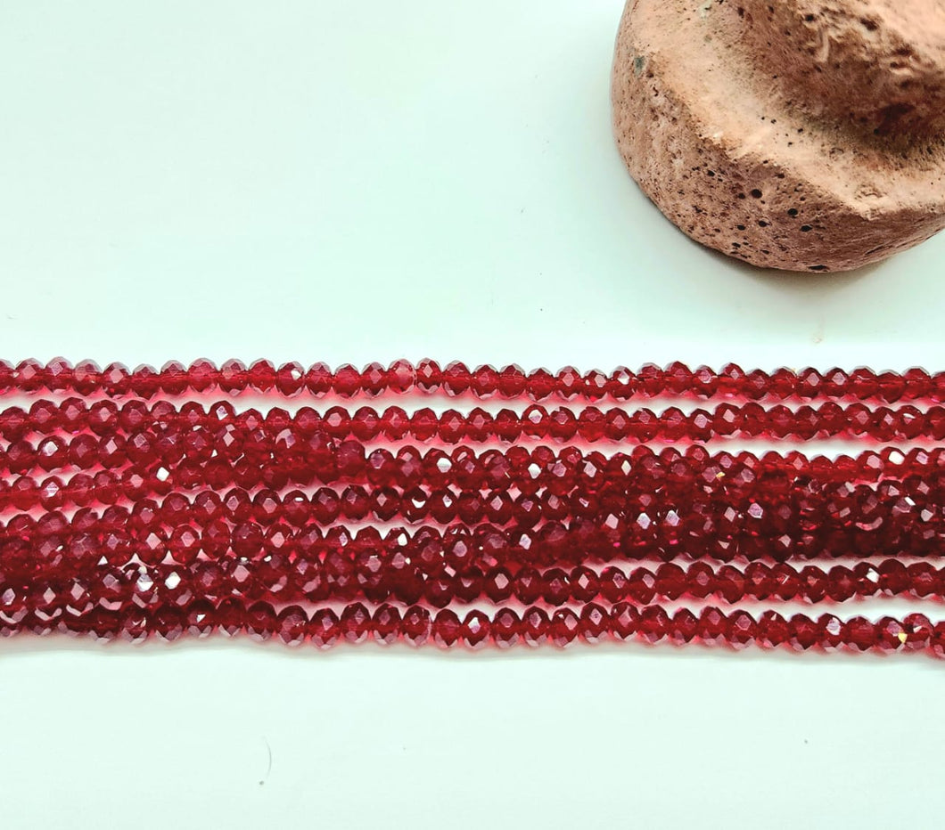 Cristal Chato | 4mm | Rojo Oscuro Traslucido 12