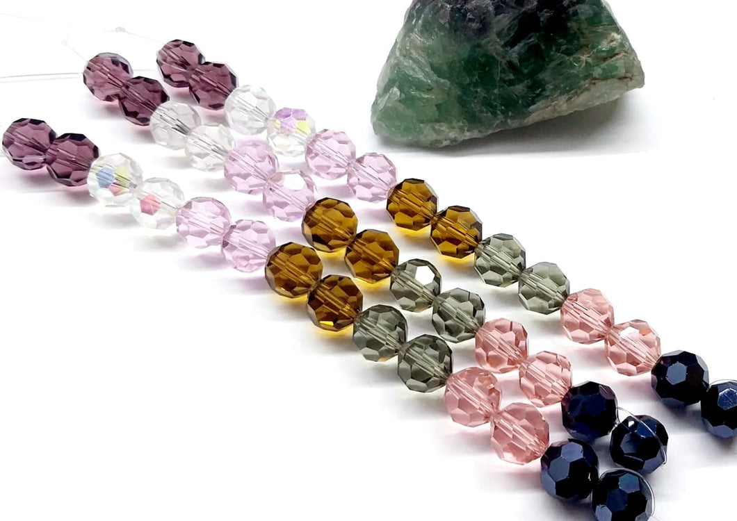 Cristal Redondo | 12mm | Multicolor Tonos Tierra con Rosado