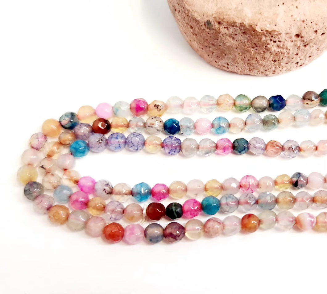 AGATA FACETADA | 4MM | MULTICOLOR TRASLUCIDO TONOS CLARO