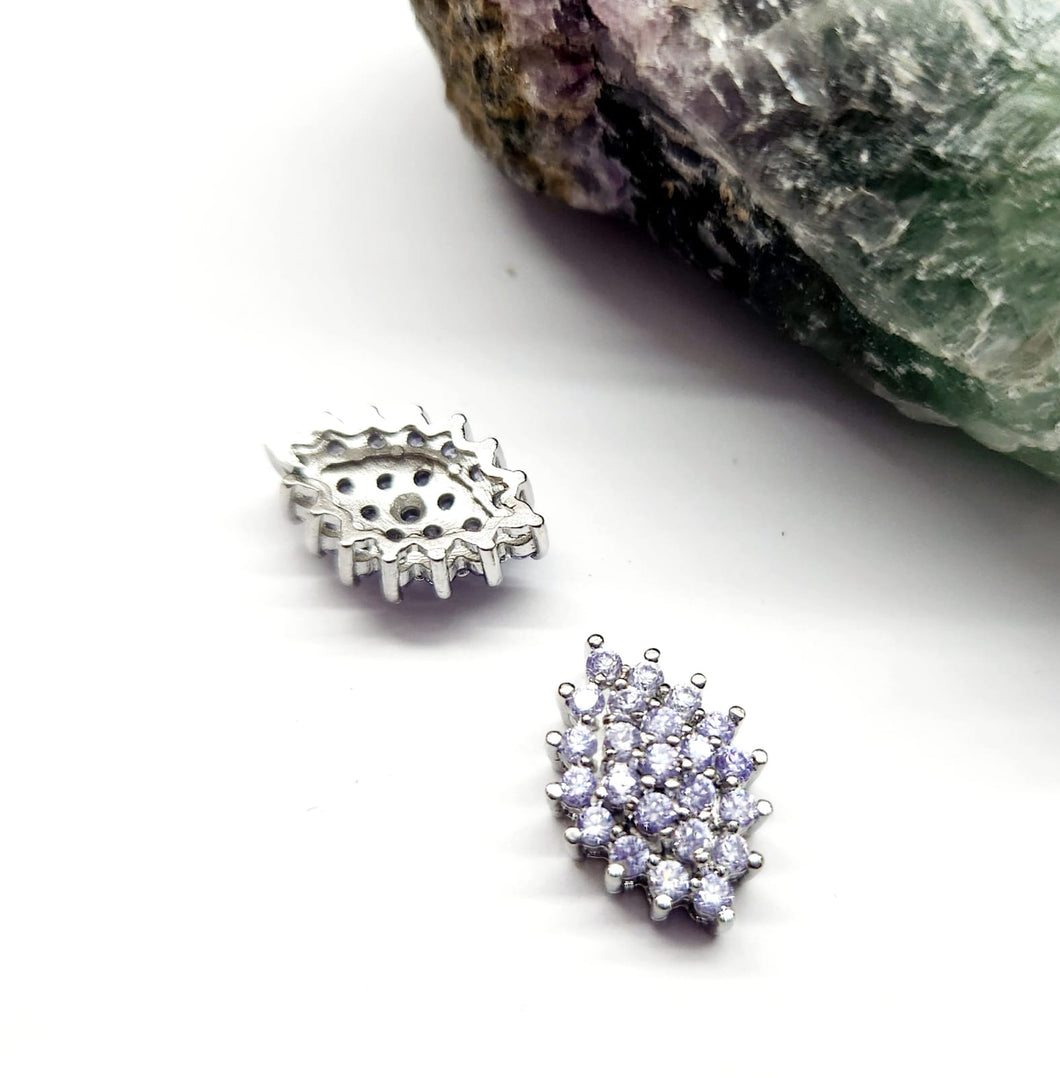 Base de Acero con Zircon | Rombo | 17x10mm | Lila Claro
