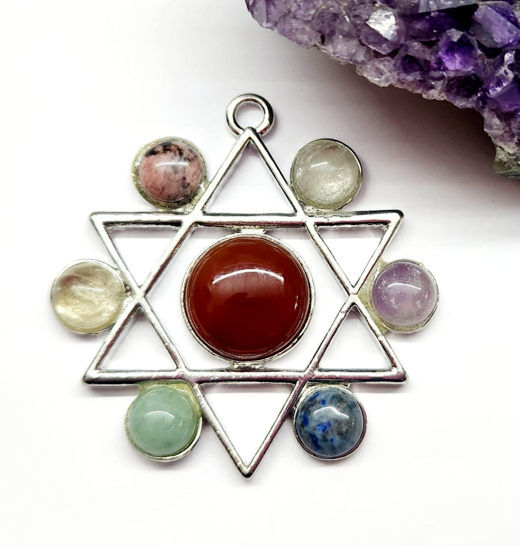 COLGANTE ESTRELLA DE DAVID 7 CHAKRAS | 50MM