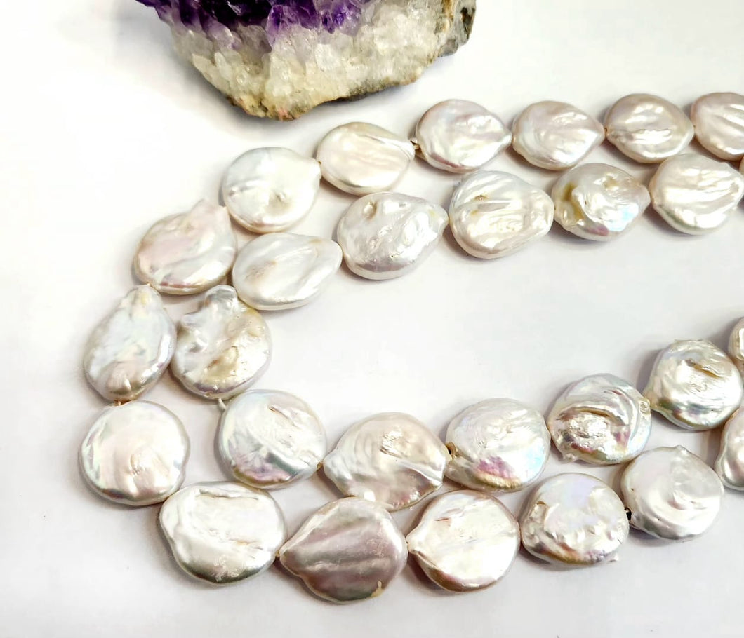 PERLA DE RIO CREMA| COIN BARROCO GRUESA IRREGULAR | 20MM | HH-4951-1