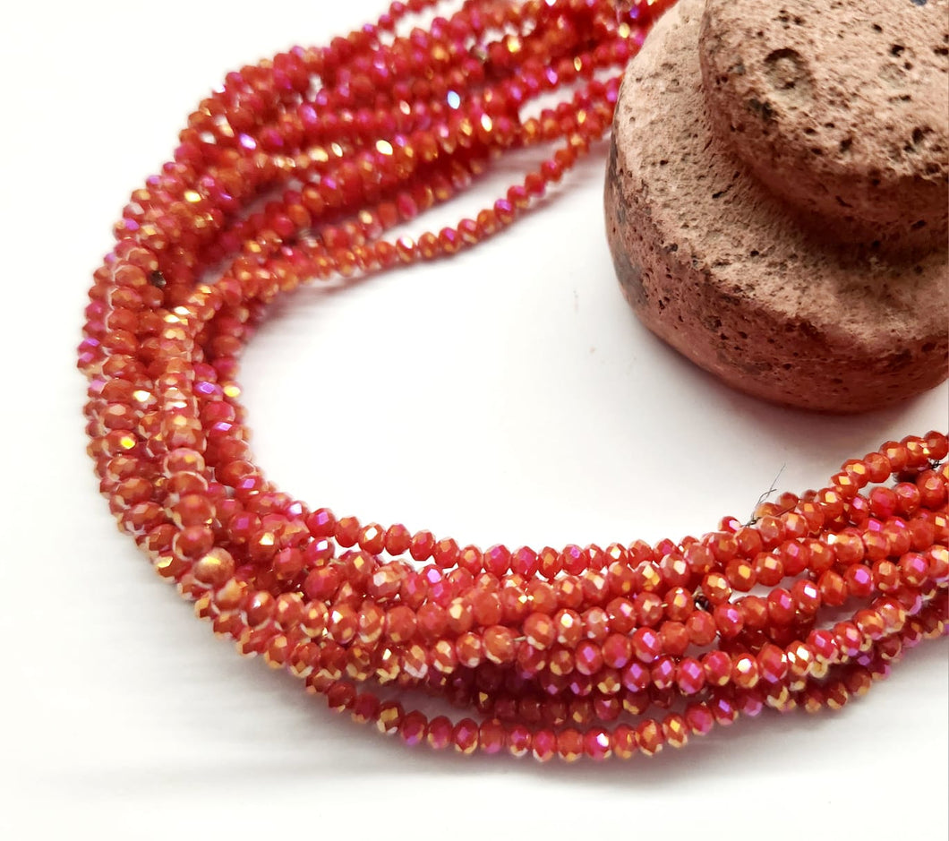 Cristal Chato | 3mm | Rojo Claro Tornasol