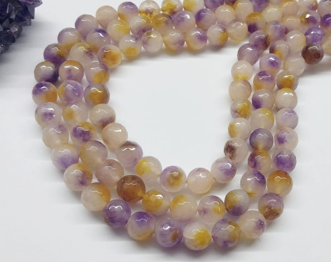 AGATA FACETADA | 10MM | BICOLOR AMARILLO MORADO