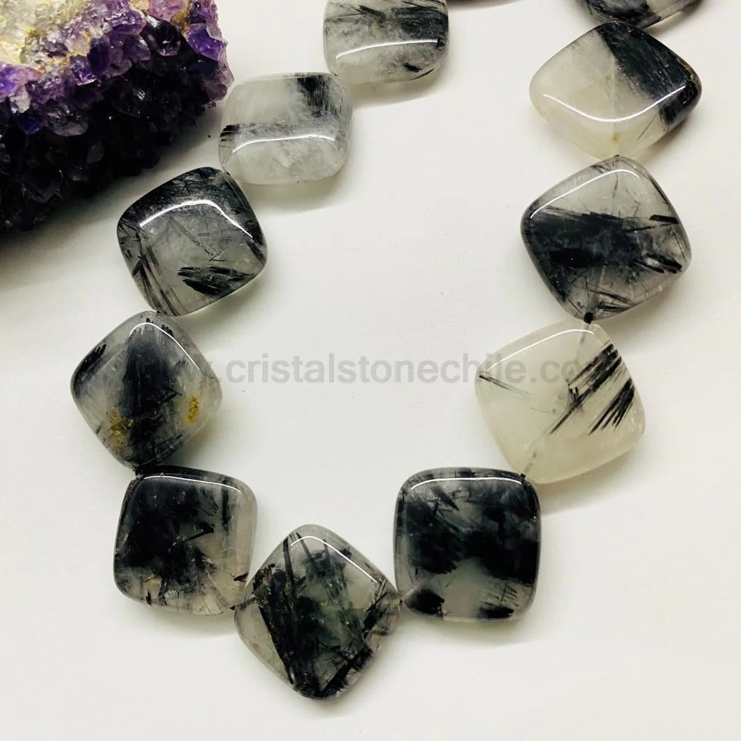 CUARZO TURMALINADO | CUADRADO PLANO | 20X20MM