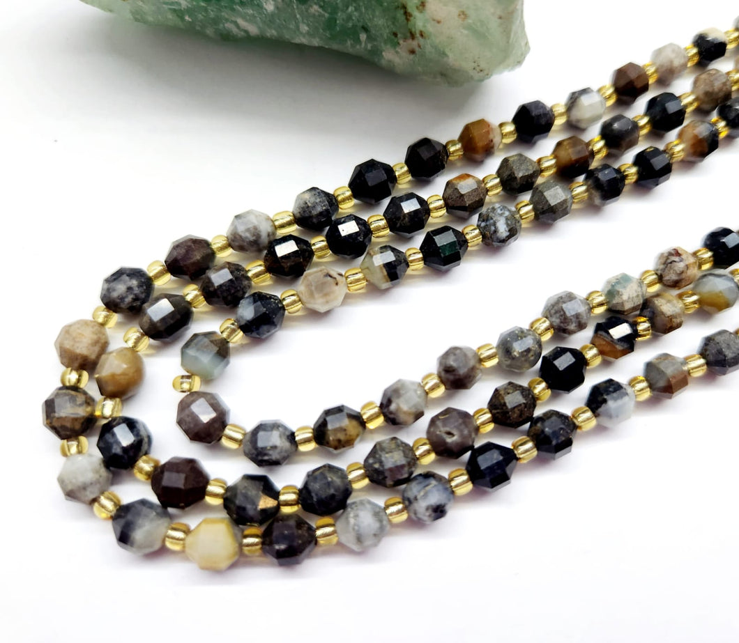 BULLET BEADS | 6X7MM | JASPE NEGRO