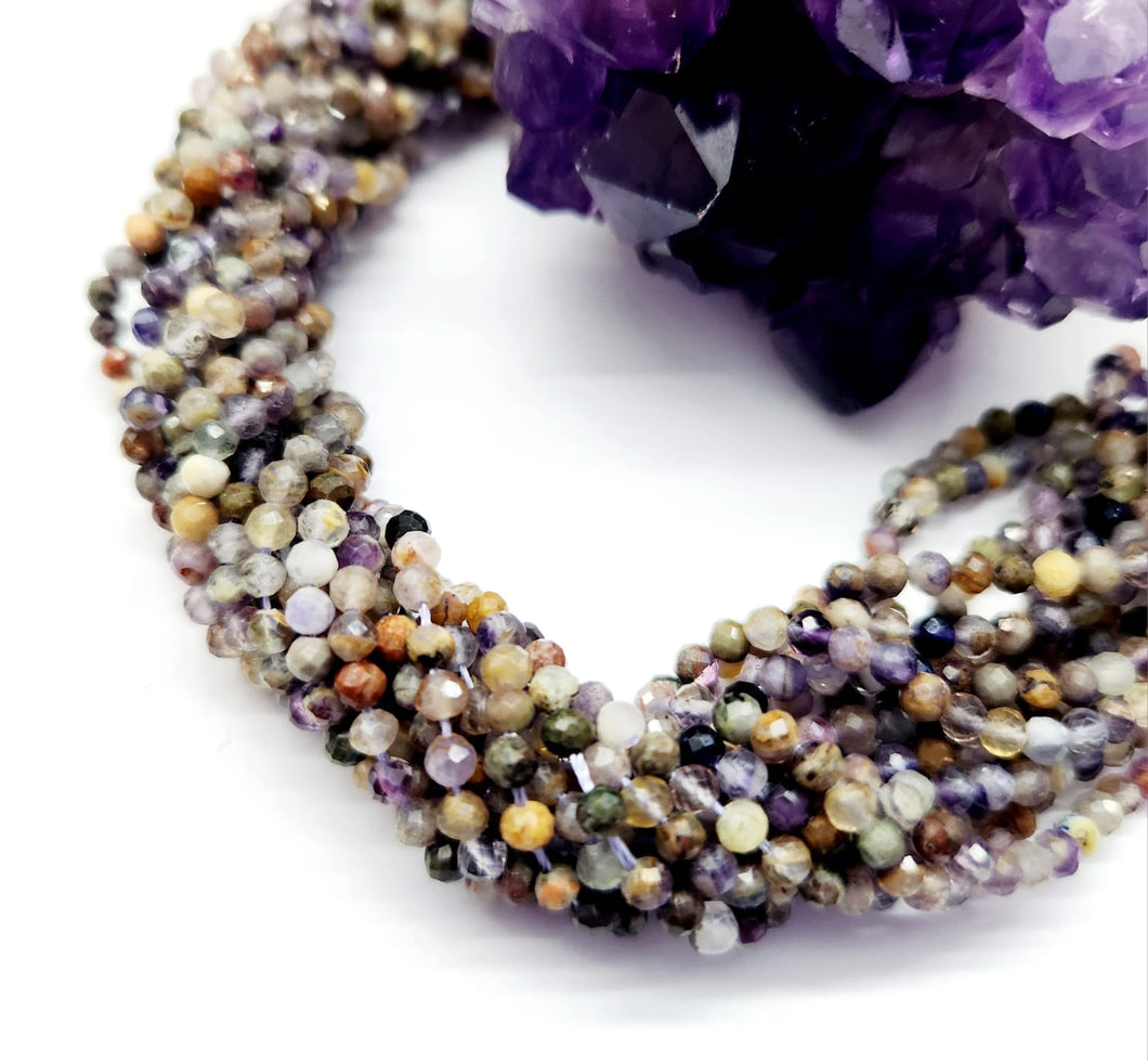 PIEDRAS NATURALES | MINI FACETADO | MIX FLUORITA Y JASPE PAISINA | 3MM | co.33