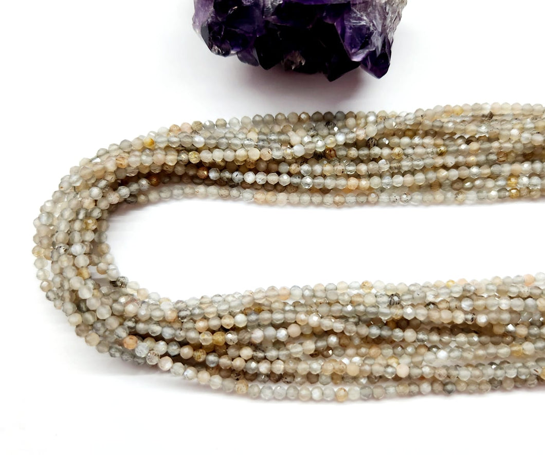 PIEDRAS NATURALES | MINI FACETADO | GREY MOON STONE | 2.5MM | co.1