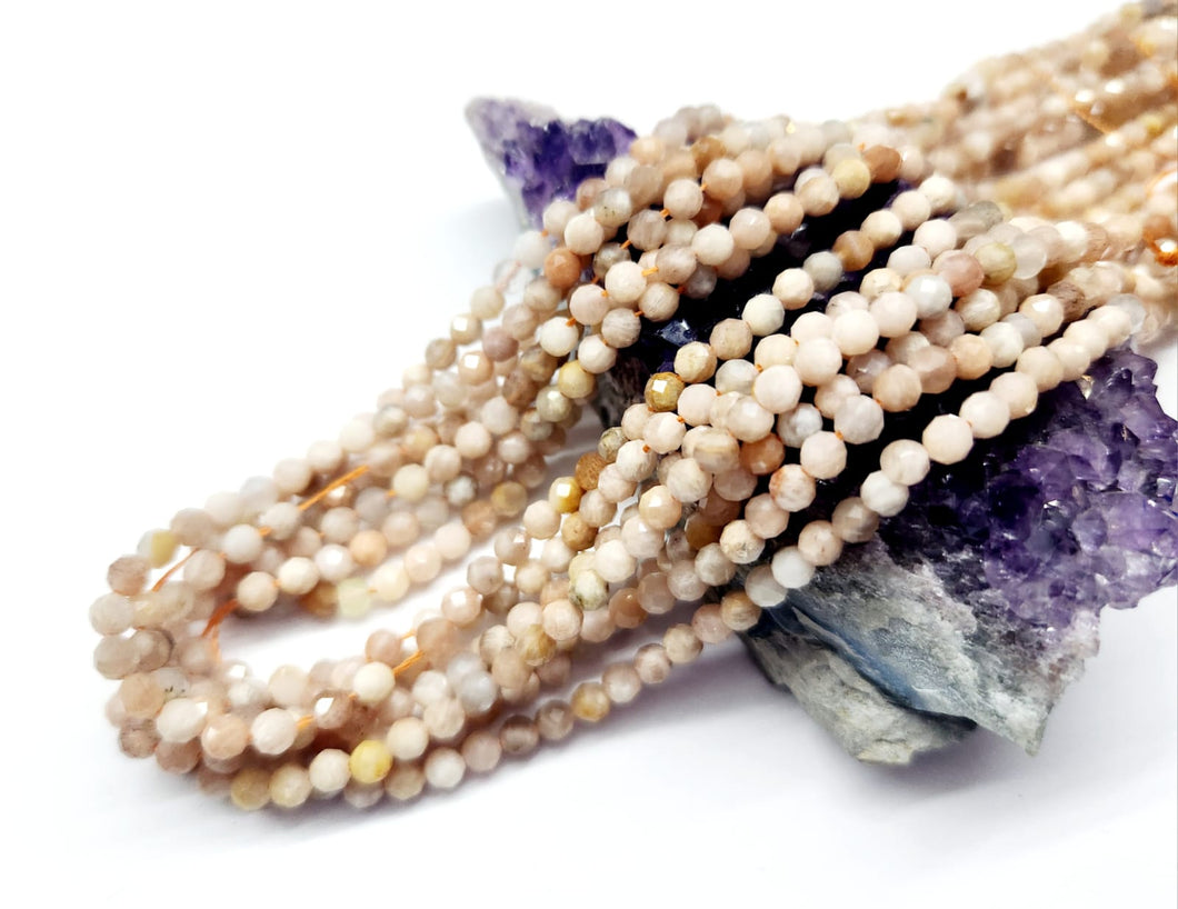 PIEDRAS NATURALES | MINI FACETADO | MOON STONE ROSA | 3.6MM | co.3