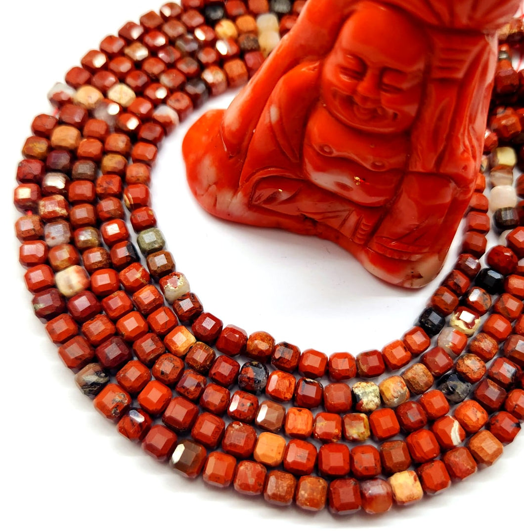 CUBOS DE PIEDRA FACETADO | 5.5X5.5MM | JASPE ROJO