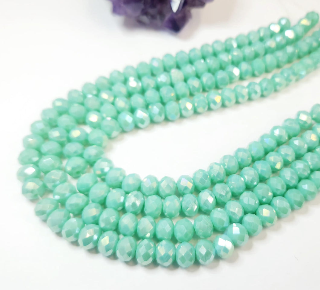 Cristal chato | 8 mm | Matte Verde Agua Tornasol 112