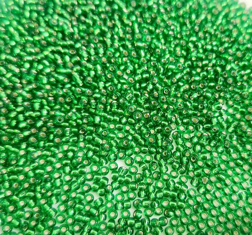 Miyuki Round Rocailles 11/0 | 16RR | Silverline Verde Oscuro