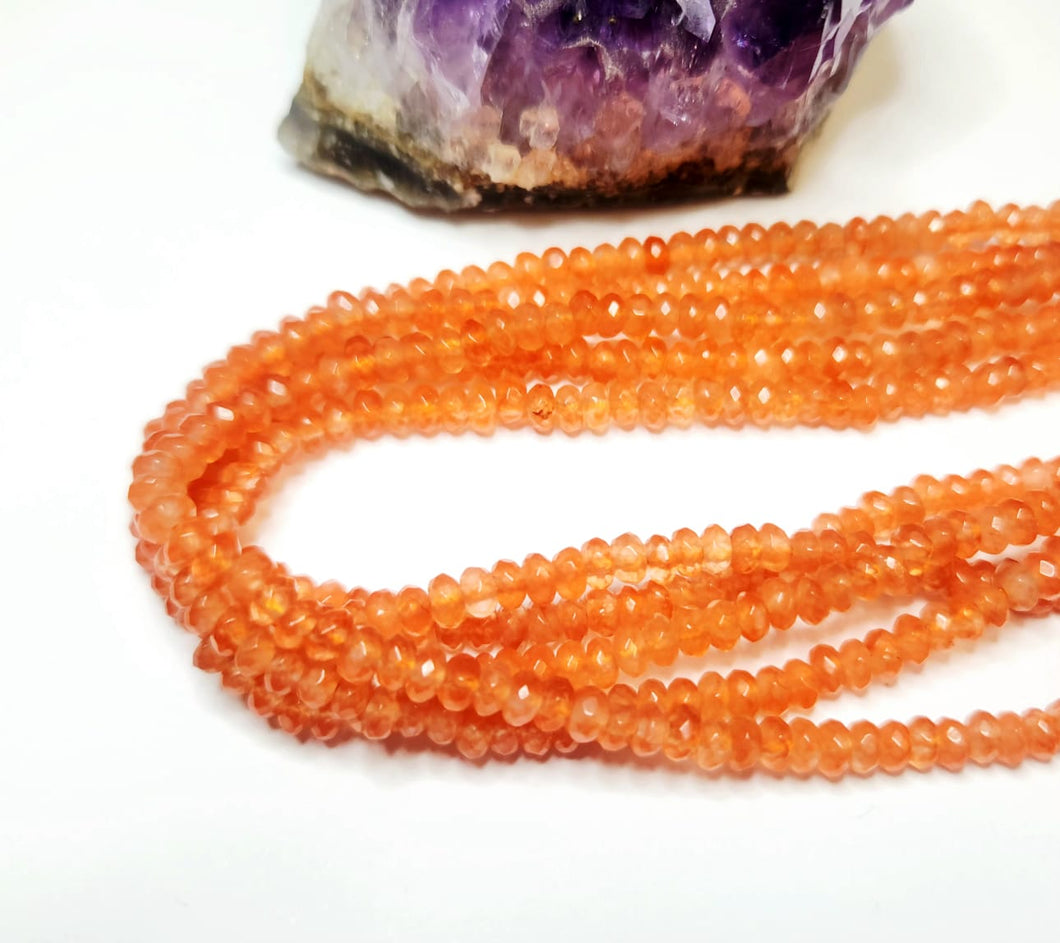 AGATA RONDELL FACETADA | 4MM | NARANJA MANDARINA