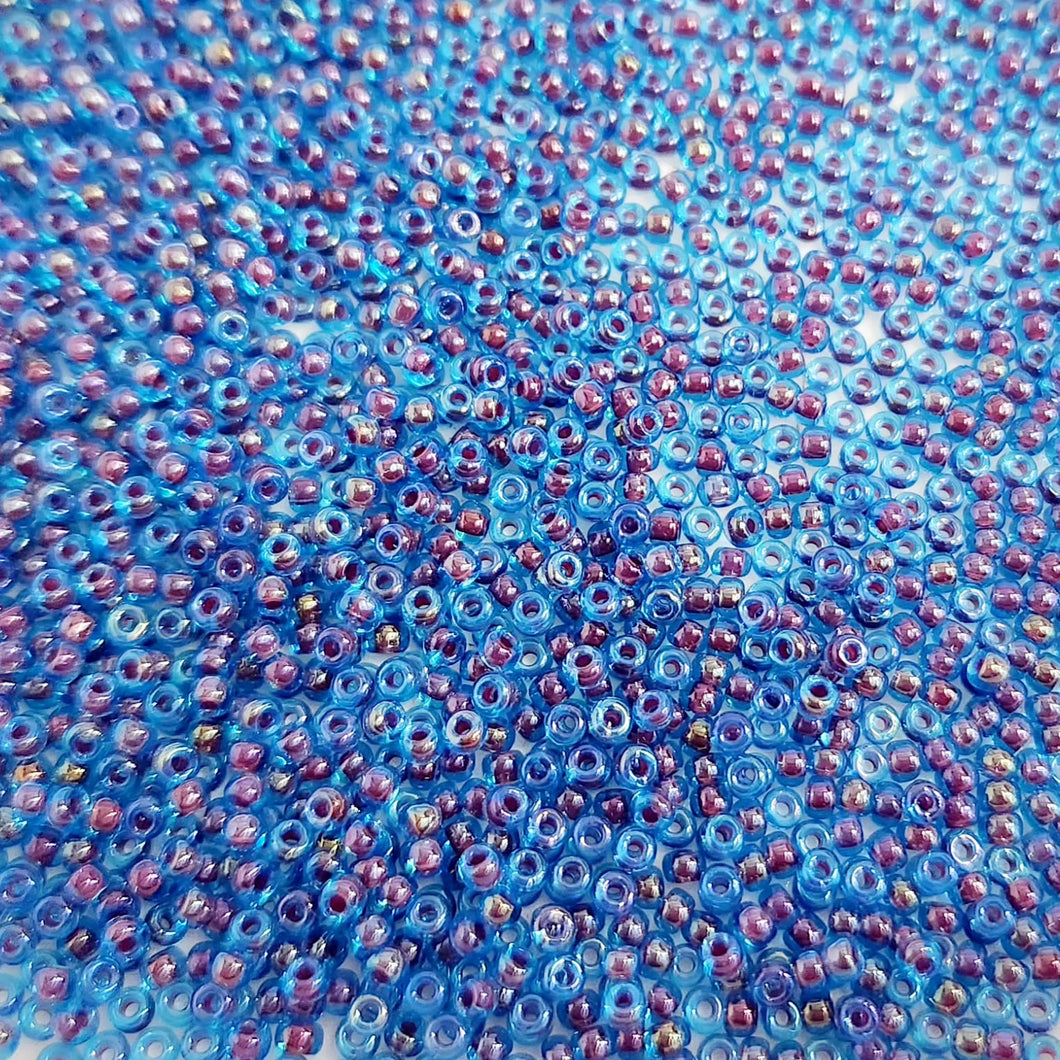 Miyuki Round Rocailles 11/0 | 346RR | Bicolor Azul con Interno Magenta
