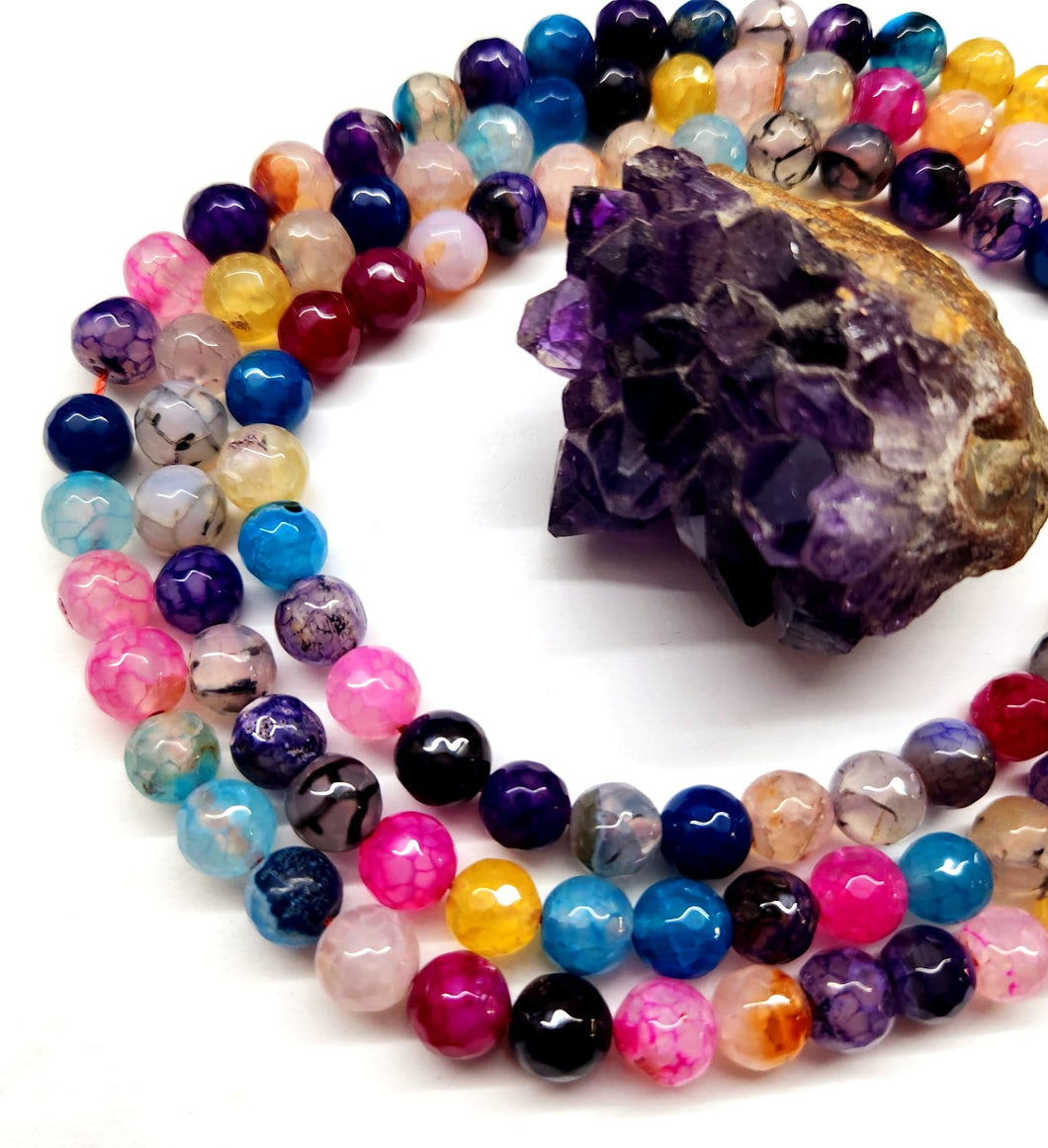 Agata Facetada | 8mm | Amarillo Azul Morado fucsia Mix6