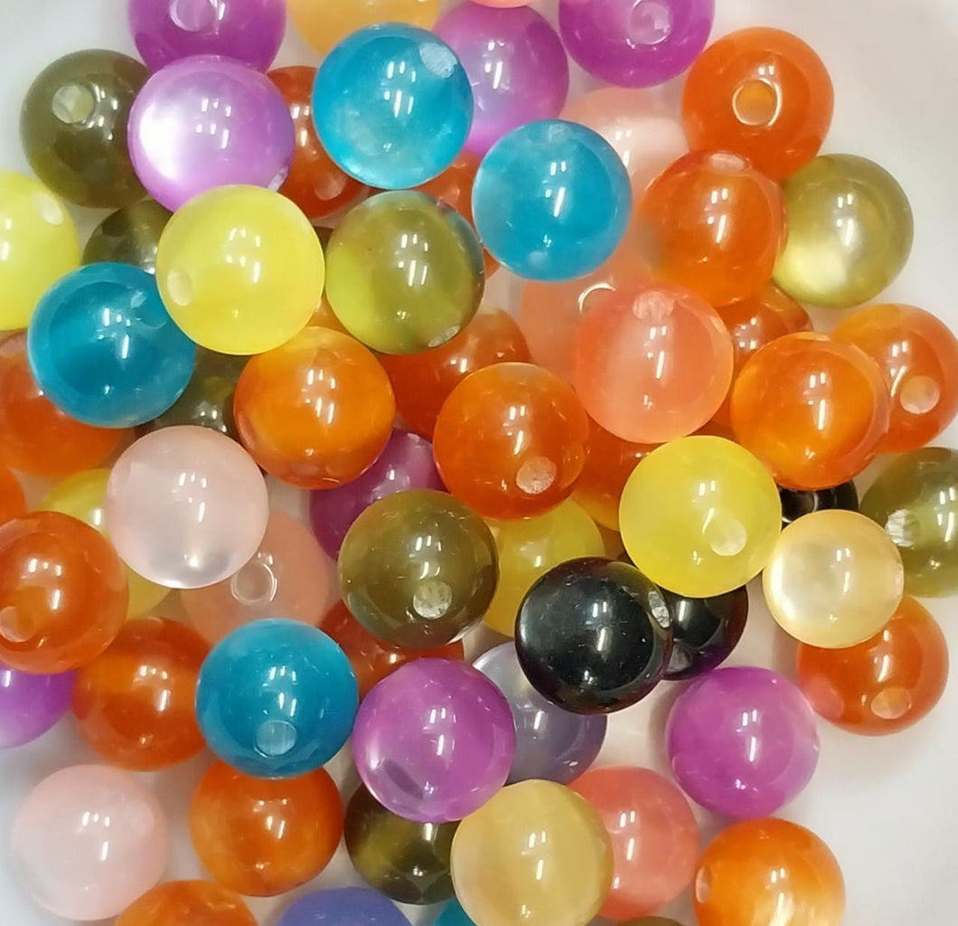 OJO DE GATO | ACRILICO  | 14MM | MIX DE COLORES | 100 GRAMOS