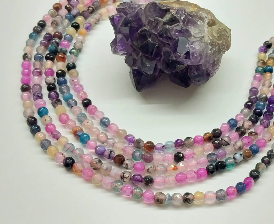 AGATA FACETADA | 4MM | MULTICOLOR FUCSIA - LILA - CALIPSO TRASLUCIDO