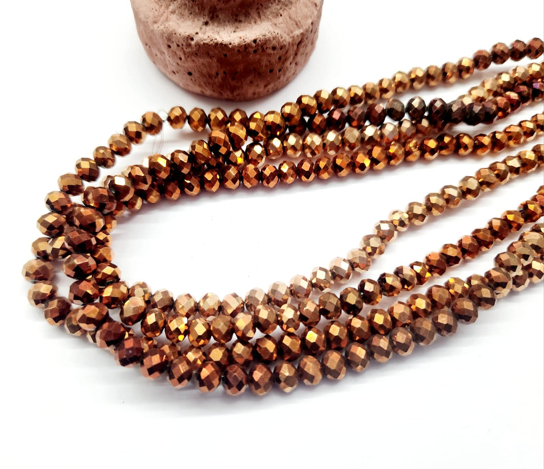 Cristal chato | 6 mm | Bicolor GoldRose Metal 154