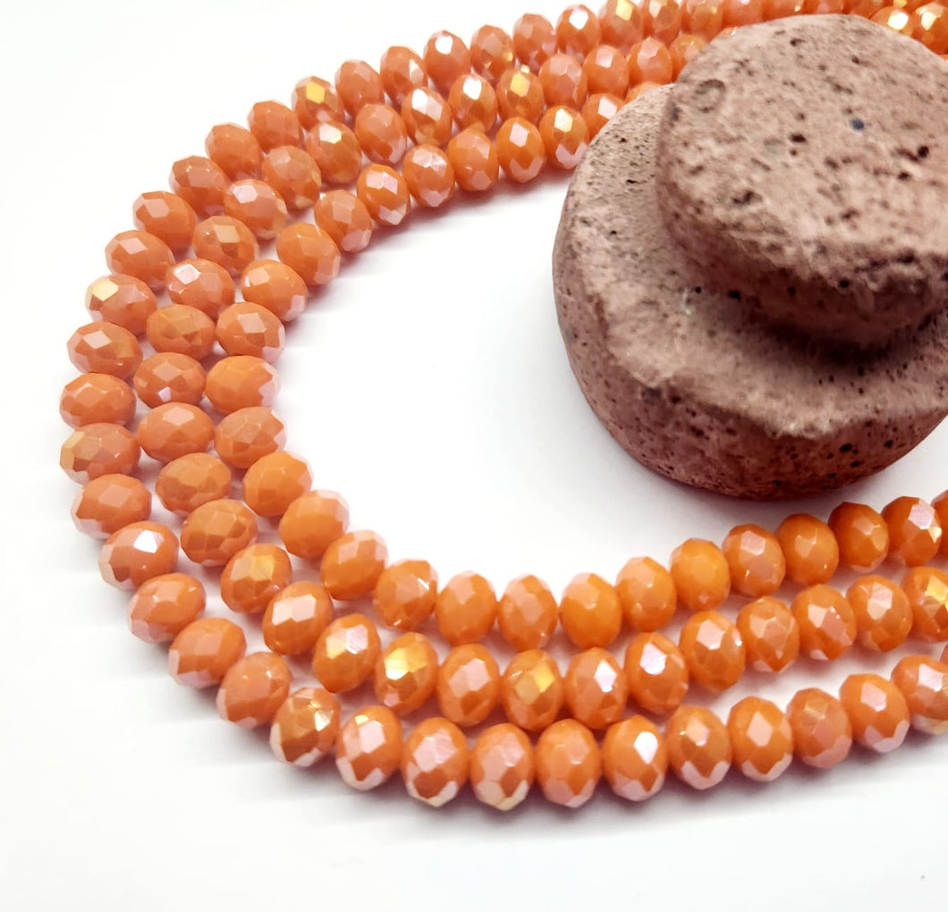 Cristal chato | 8mm | Matte Naranja Mandarina Tornasol 45