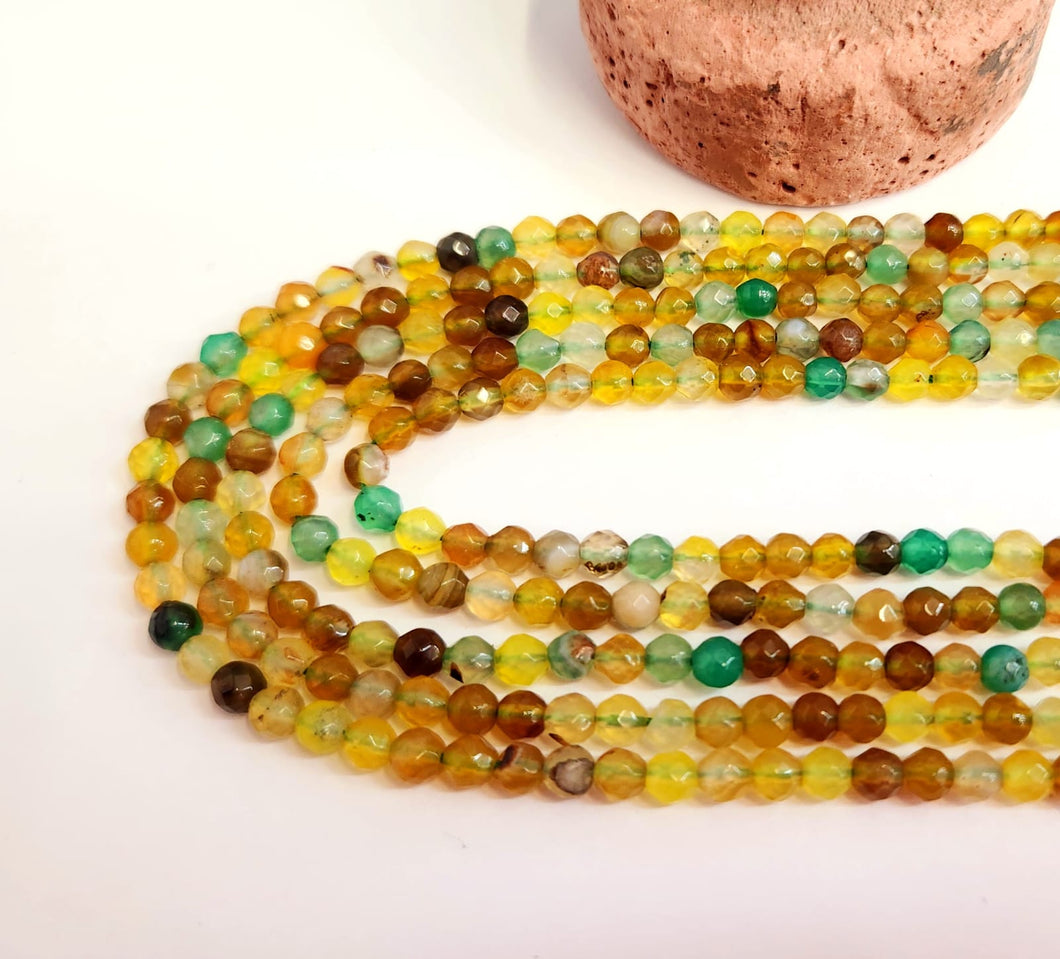 AGATA FACETADA | 4MM | AMARILLO CAFE VERDE CLARO MATIZADO