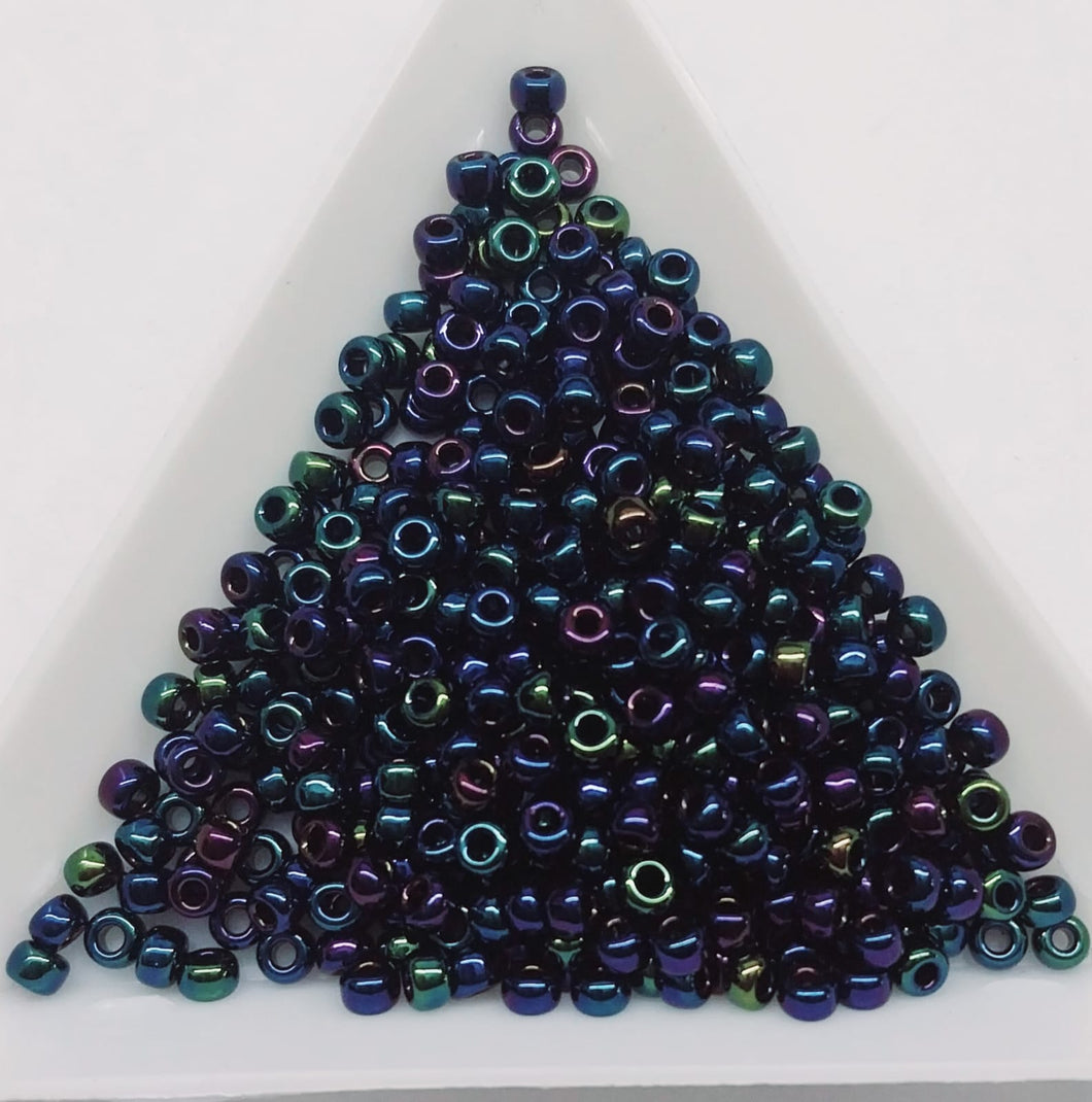 Miyuki Round Rocailles 8/0 | 452RR | Rainbow Azul Oscuro Metalico | c6