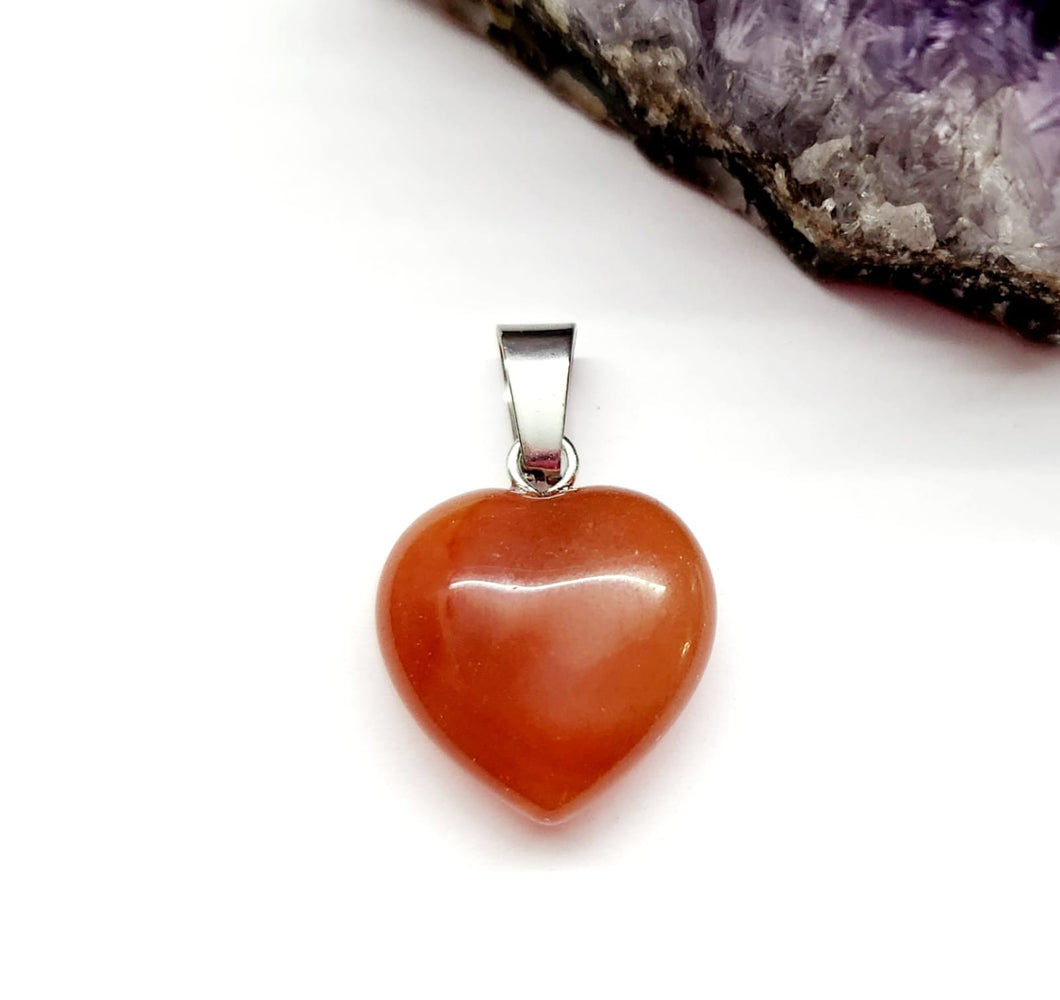 COLGANTE DE PIEDRA | CORAZON CHICO | 15MM | CORNALINA