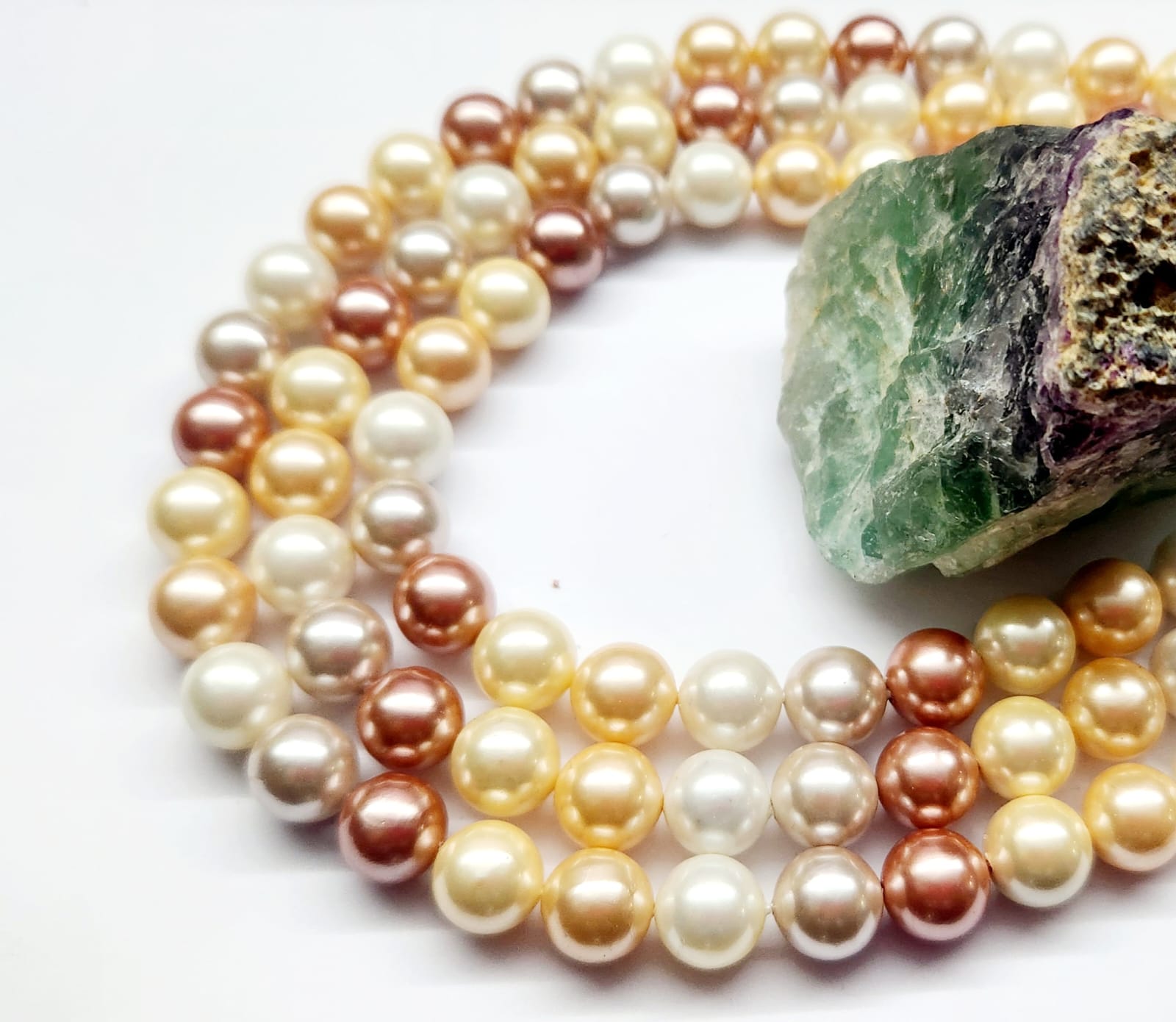 PERLA SHELL | 10MM | MIX BLANCO NUDE ROSA DAMASCO – CrystalStone