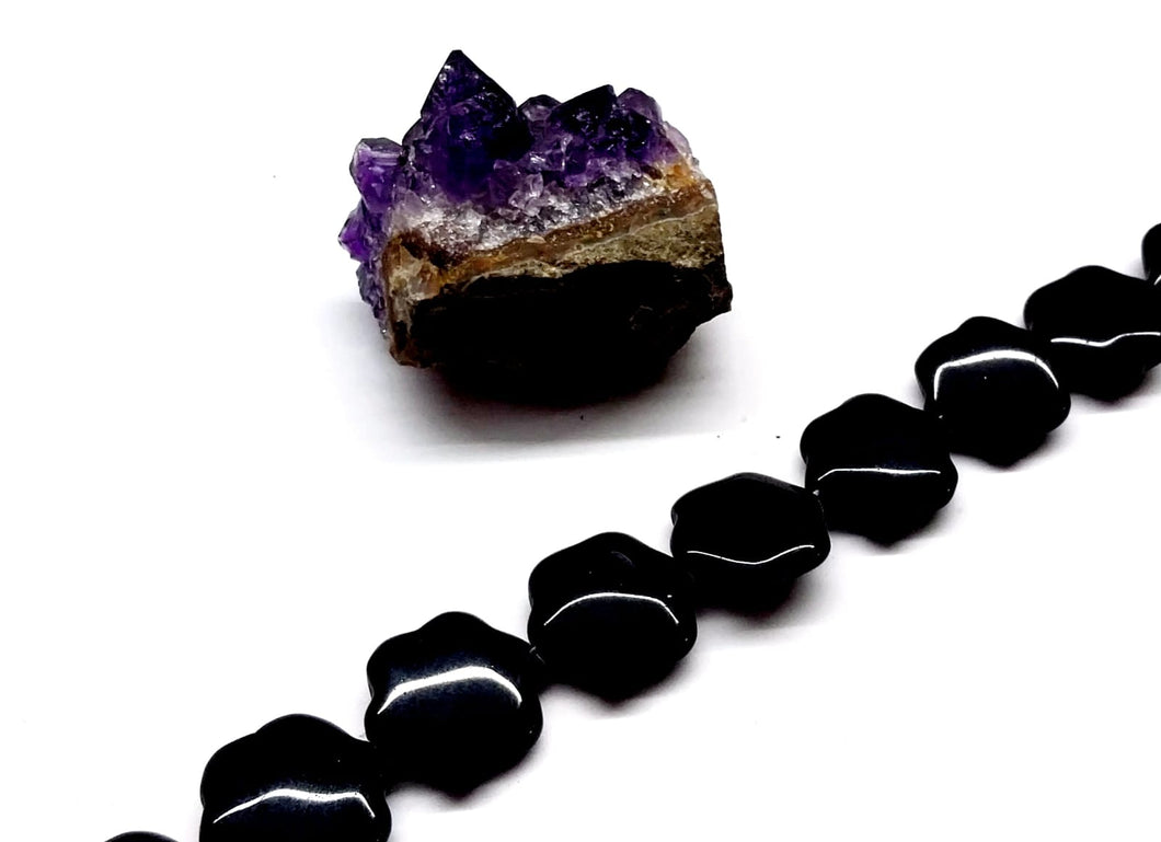 PIEDRA CON DISEÑO | FLORES | AGATA NEGRA | 20MM