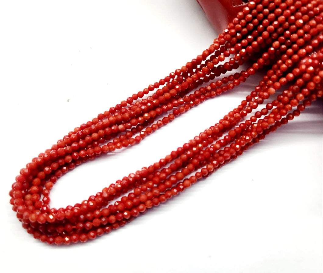 MOSTACILLA DE CRISTAL Y PIEDRA | FACETADO | 2.5MM | ROJO MATIZADO  | co.25