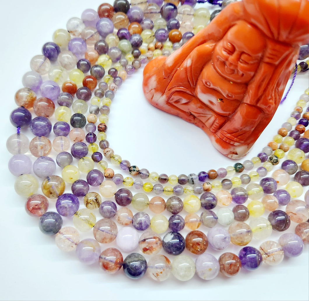 MIX DE CUARZO RUTILADO - CUARZO ROJO - AMATISTA | 6.5MM