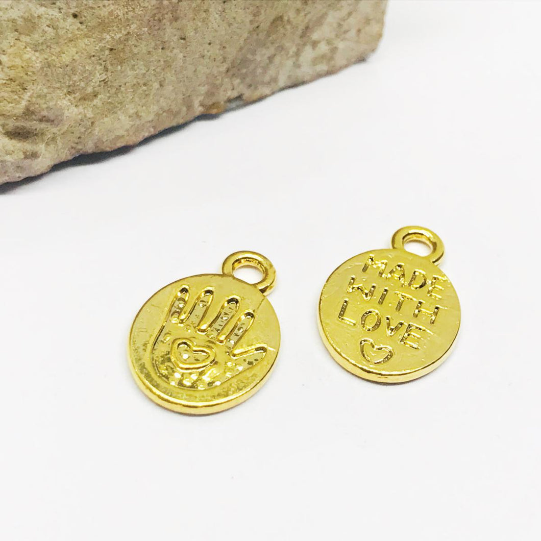 MANO CORAZON | BAÑO DE ORO 24K | 14MM (C2-19)