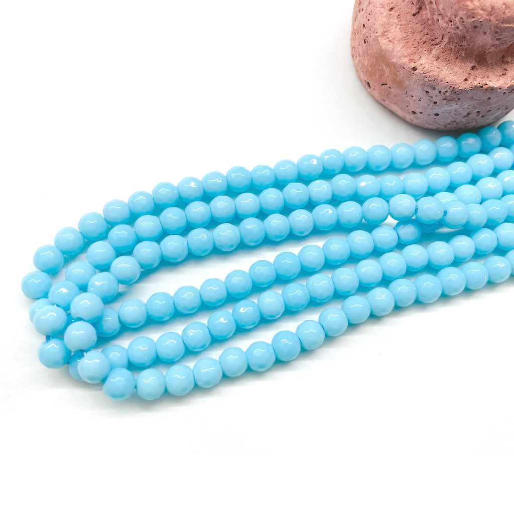 AGATA FACETADA | 6MM | CELESTE SOLIDO