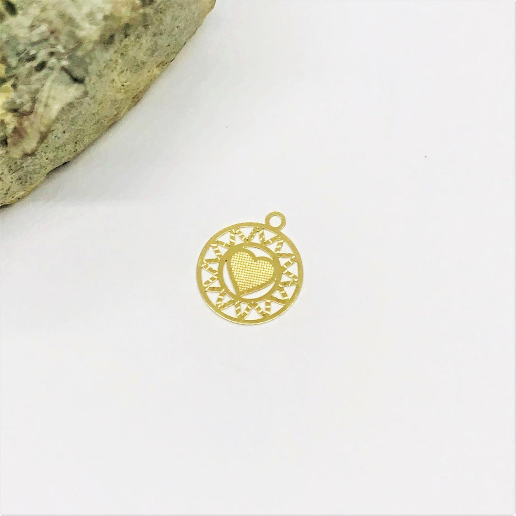 CORAZON CON ESTRELLA | BAÑO DE ORO 18K | 15MM (E1-4)