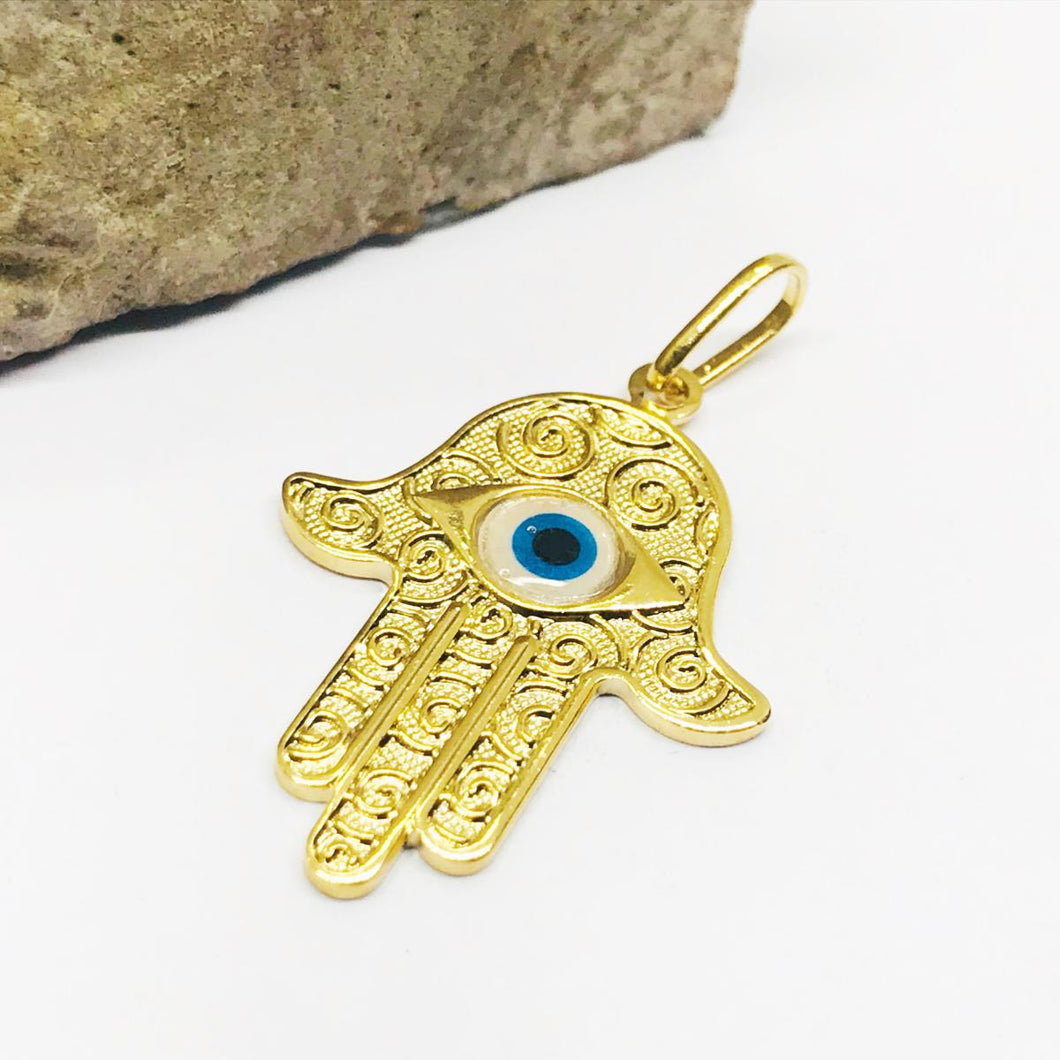 MANO DE FATIMA CON OJO | BAÑO DE ORO 24K | 35MM (C4-37)
