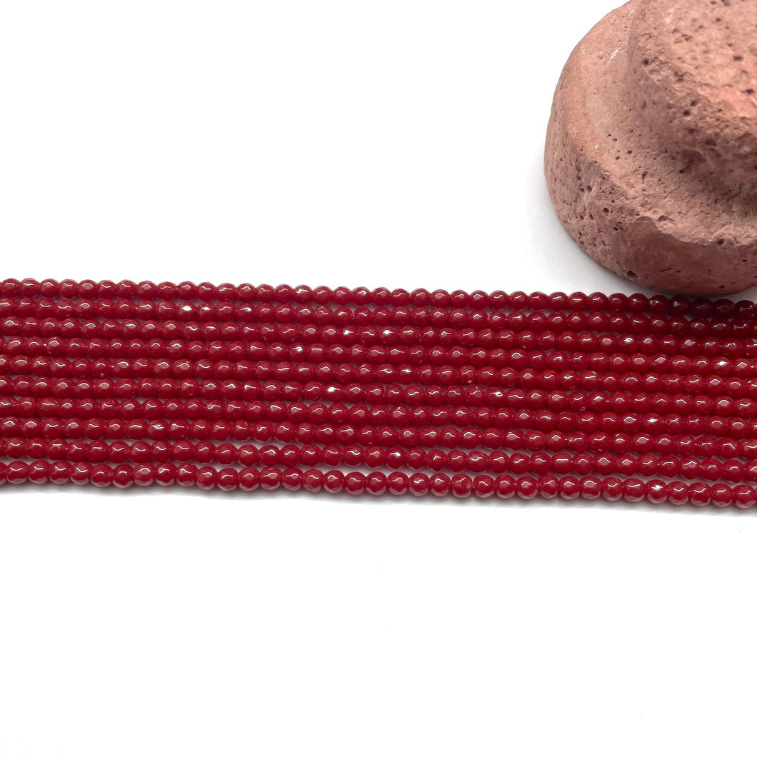 Agata Facetada | 3mm | Rojo Oscuro