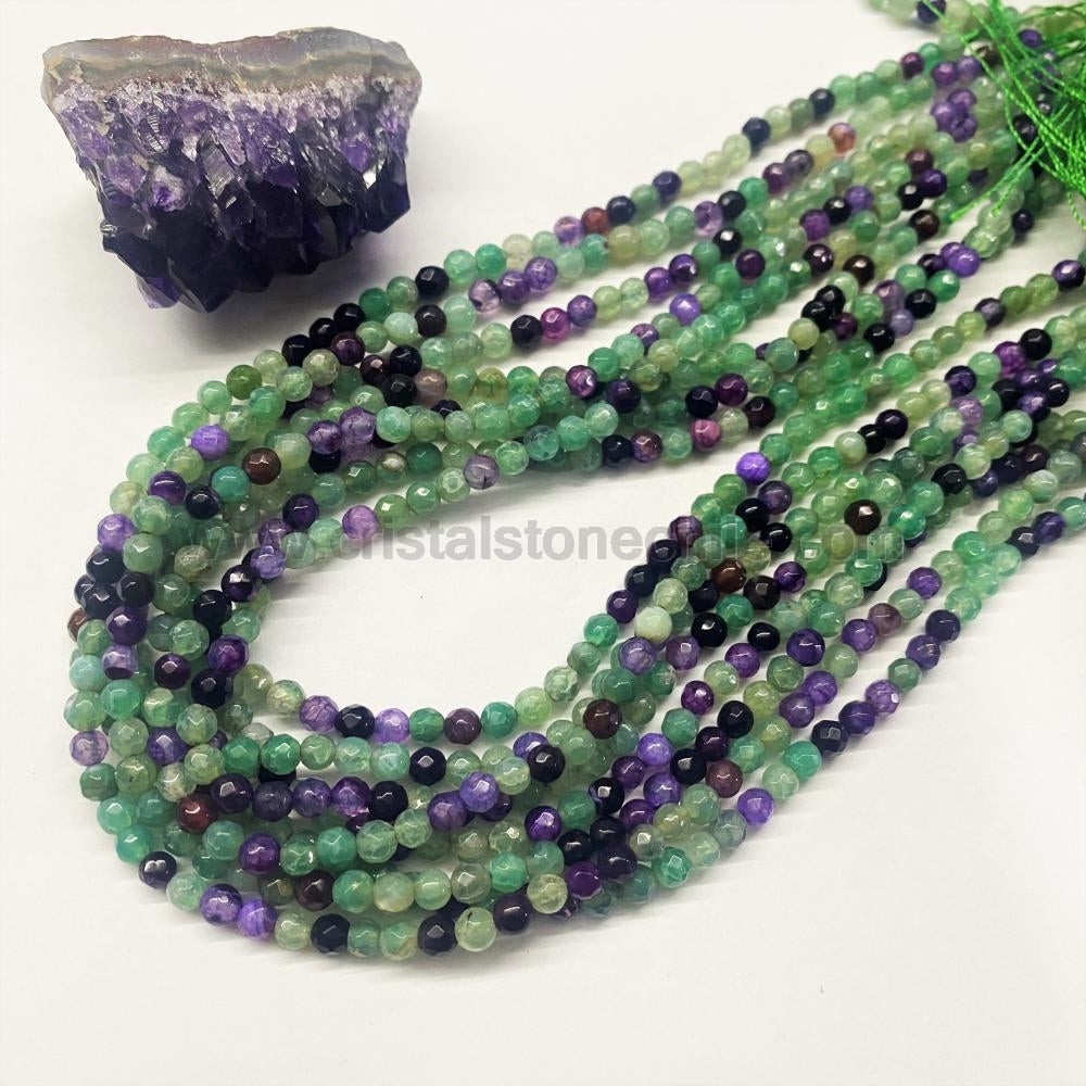 AGATA FACETADA | 4MM | VERDE Y MORADO