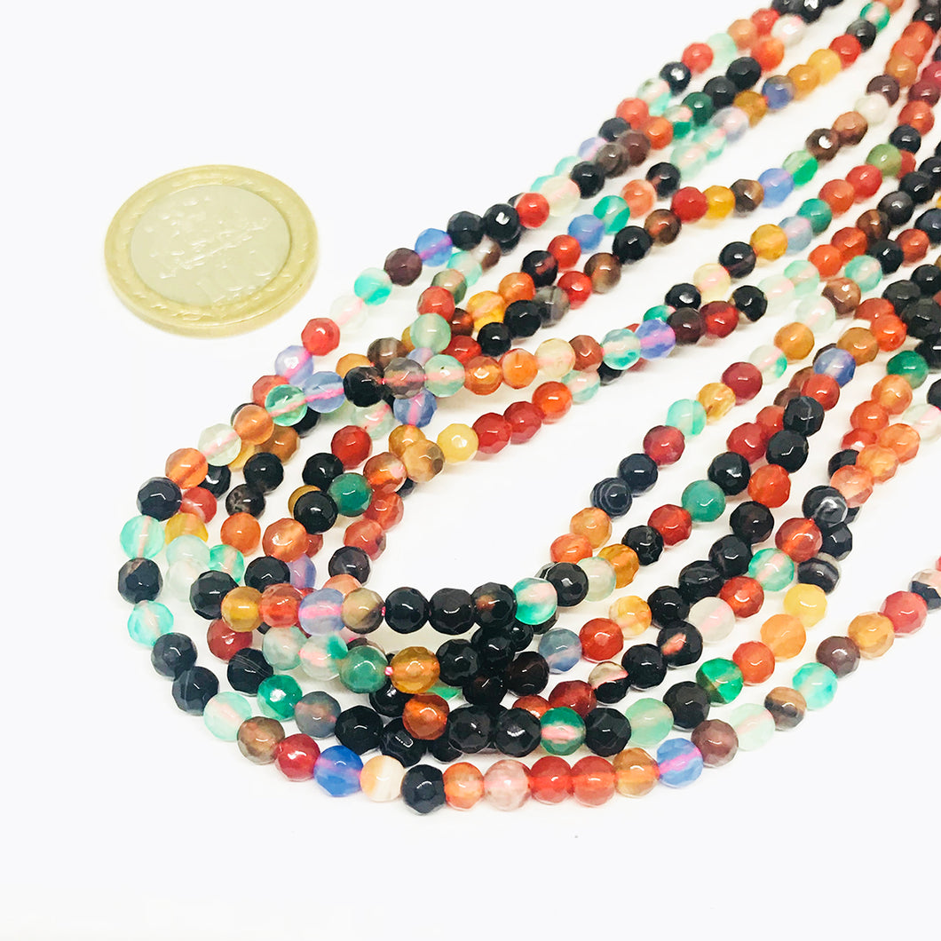 AGATA FACETADA | 4MM | MIX NEGRO - NARANJA - VERDE - CALIPSO