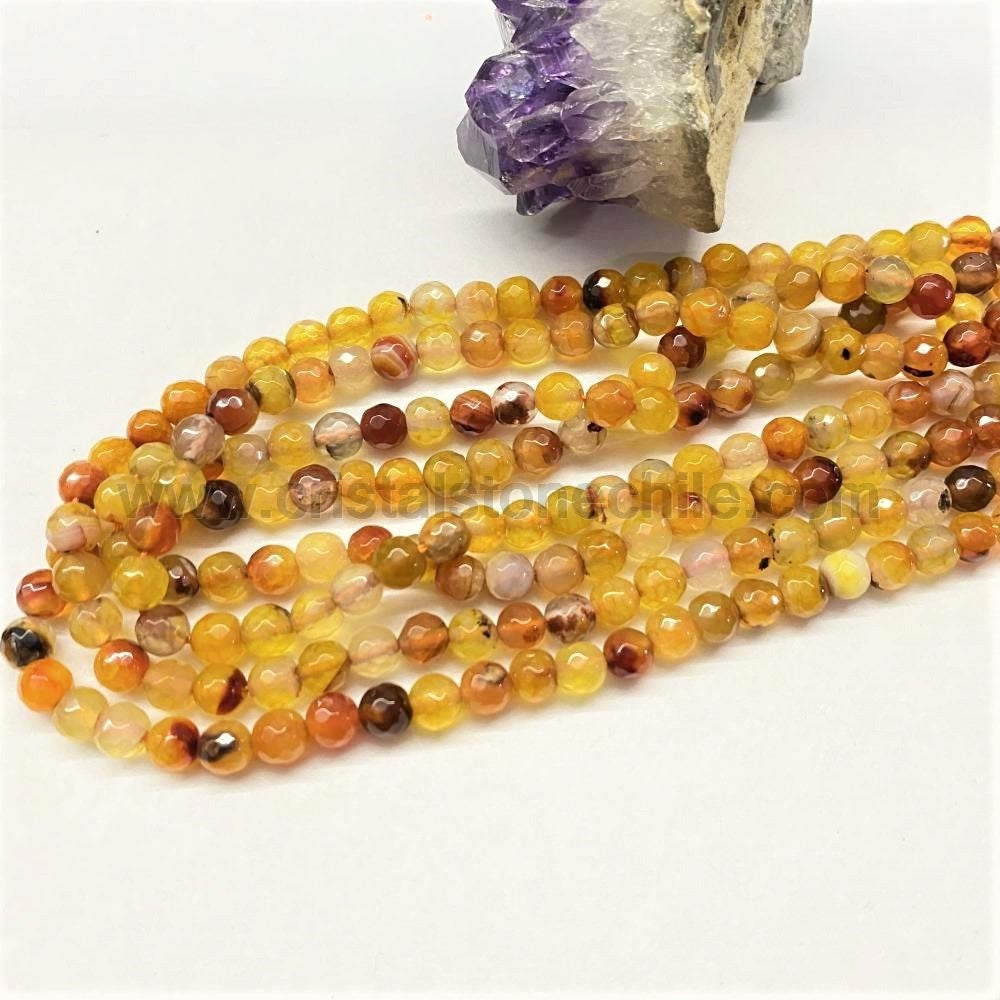 Agata Facetada | 6mm | Amarillo fuego (19-25B)