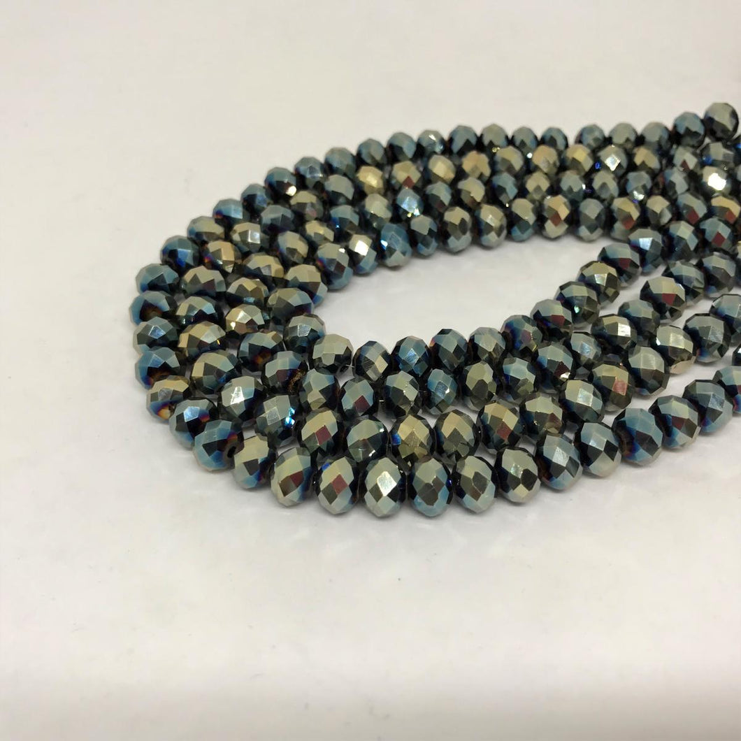 Cristal chato | 8 mm | Metal Azul Dorado 149