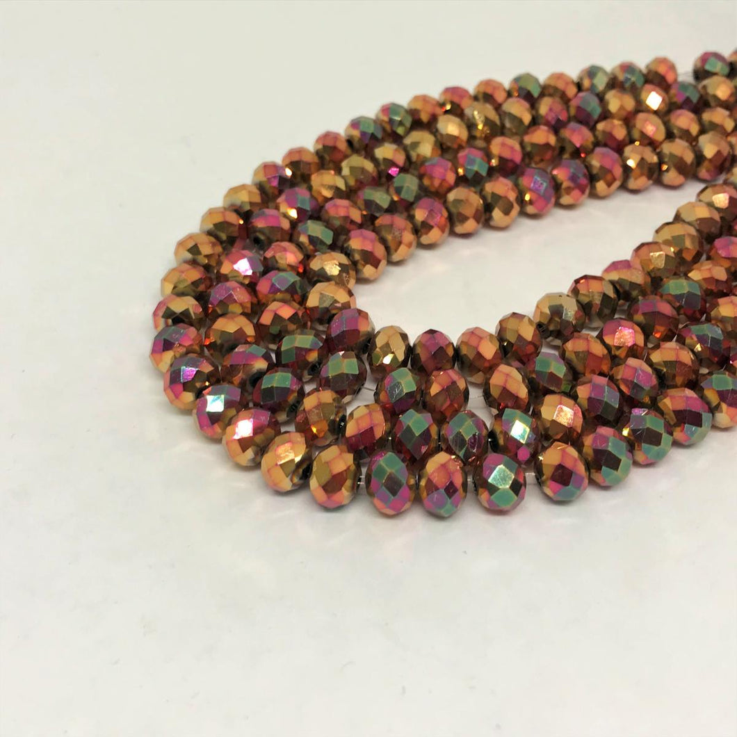 Cristal chato | 8 mm | Metal Gold Fucsia 146