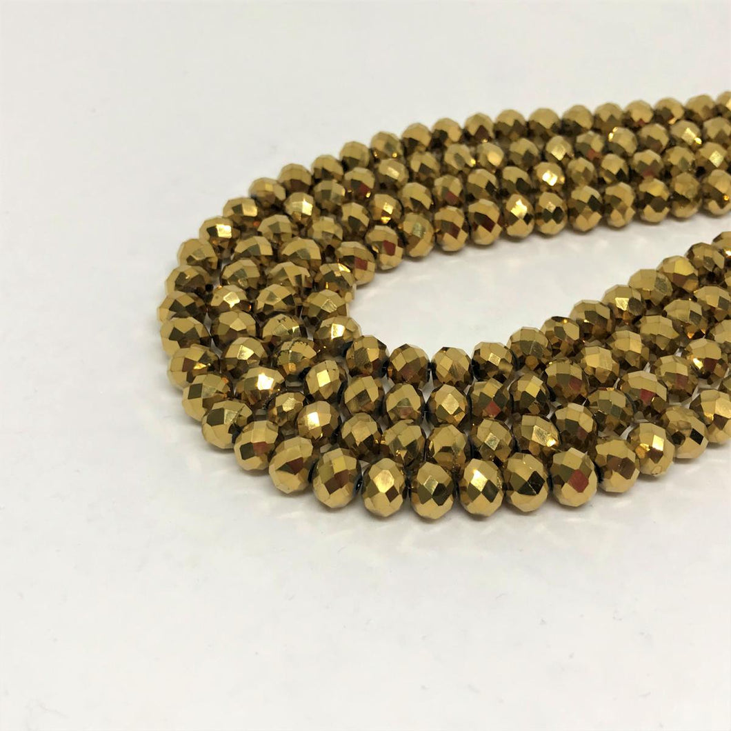 Cristal chato | 8 mm | Metal Dorado Bronce 196