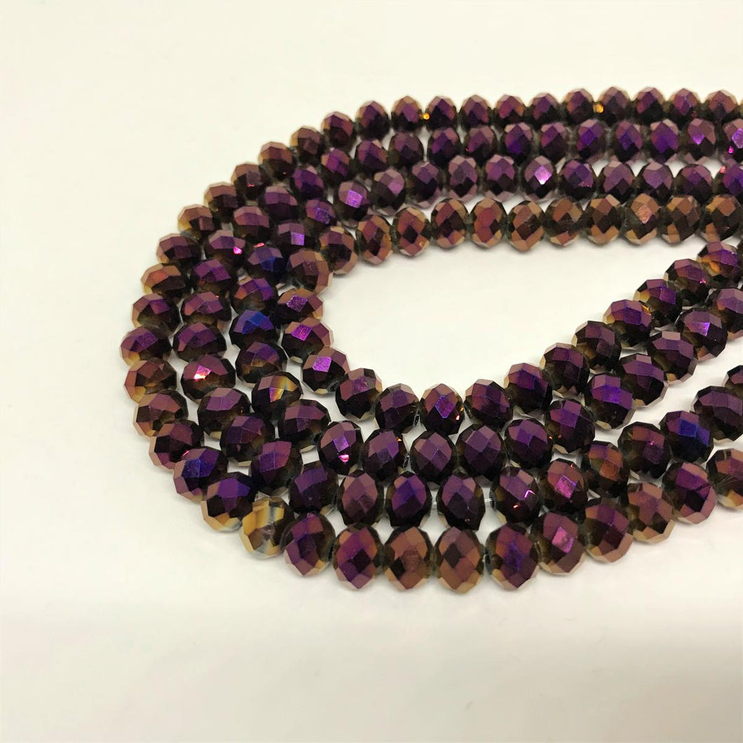 Cristal chato | 8 mm | Metal Morado 139