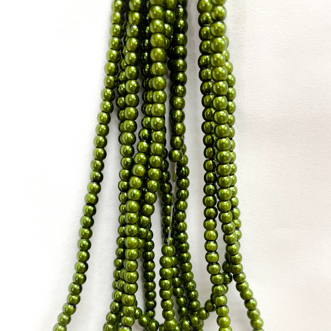 PERLA BRILLANTE | 4MM | VERDE OLIVA OSCURO (6-27Z)