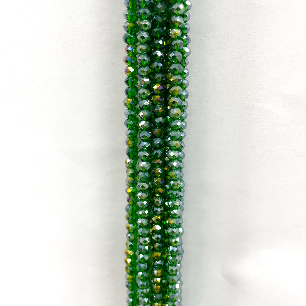 Cristal Chato | 4mm | Verde Esmeralda Oscuro Traslucido Tornasol 100