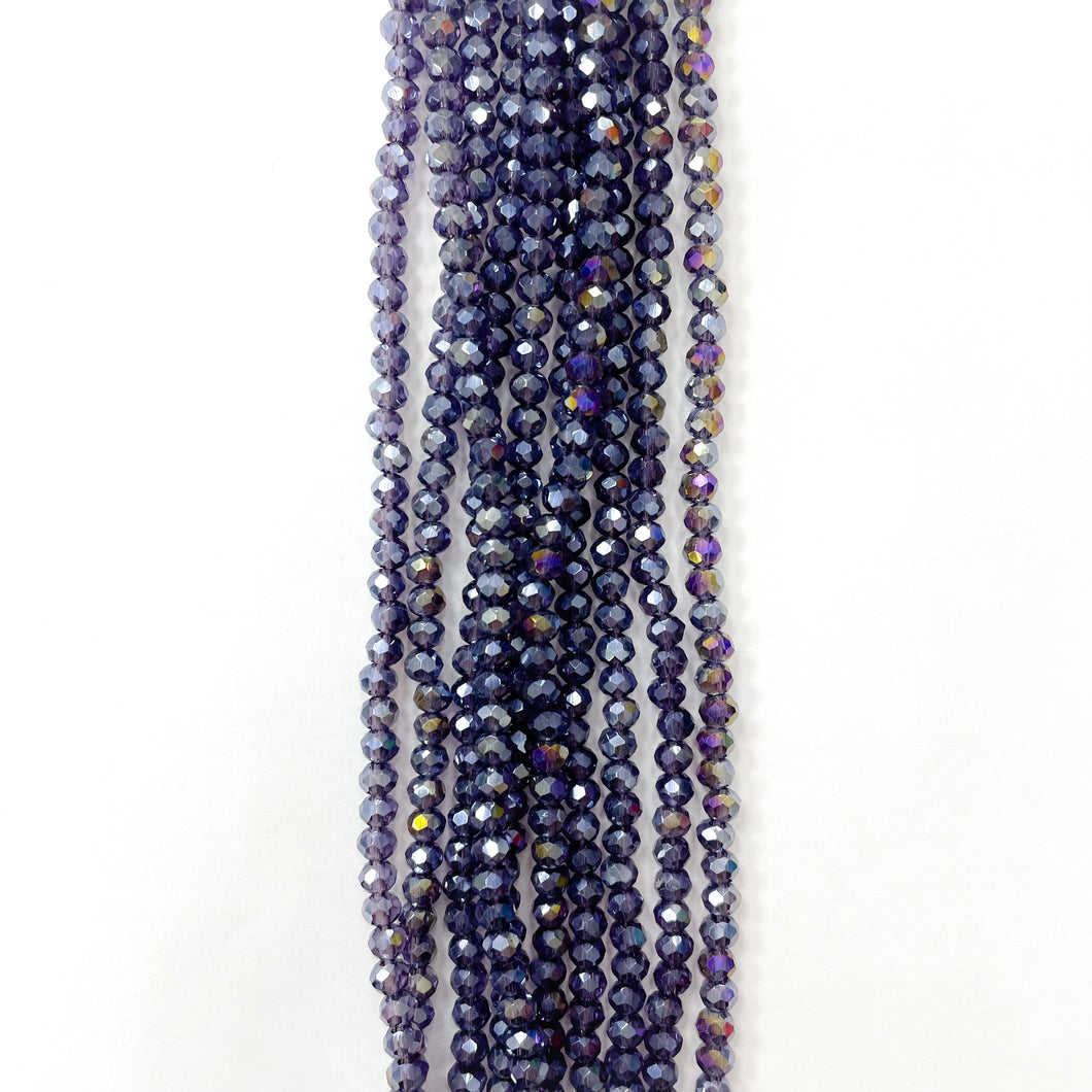 Cristal Chato | 4mm | Morado Oscuro Traslucido Tornasol 82