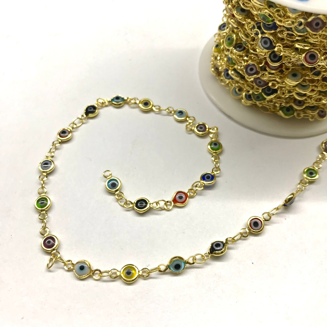 CADENA OJO TURCO MULTICOLOR | BAÑO DE ORO | 4MM