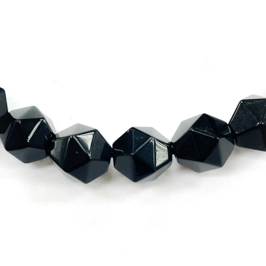 PIEDRA HEXAGONAL | 10MM | AGATA NEGRA (7-14C)