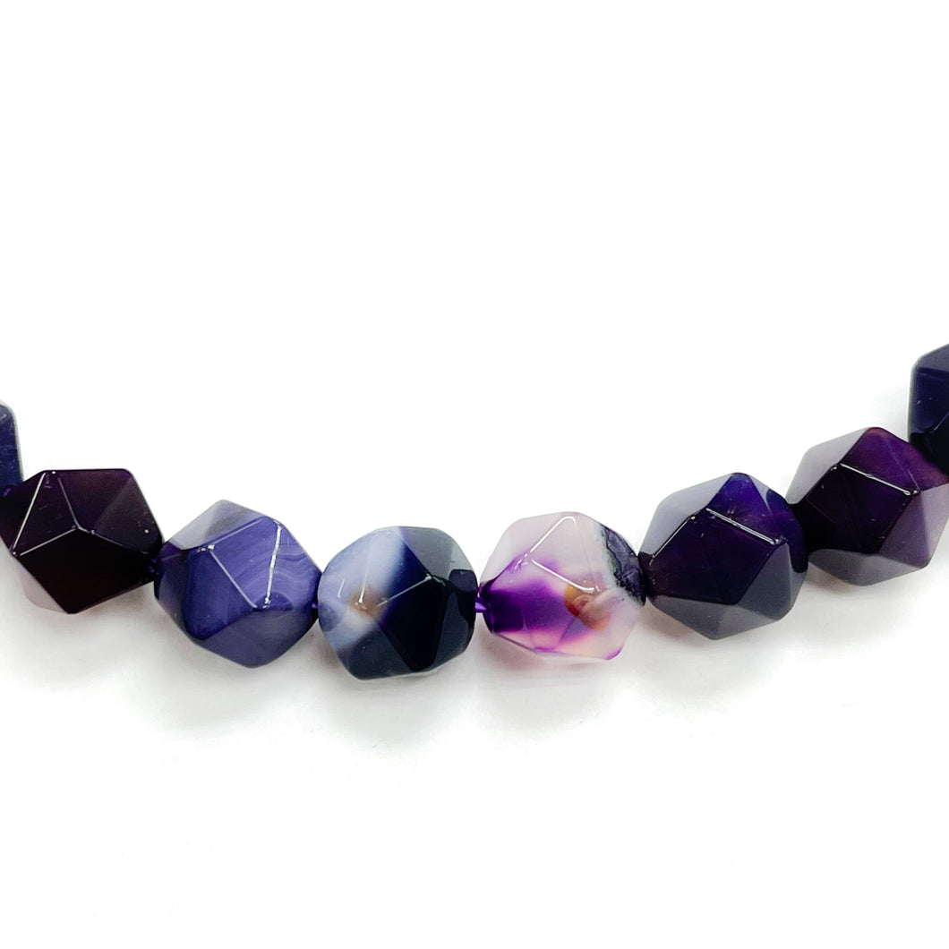 PIEDRA HEXAGONAL | 8MM | AGATA MORADO MATIZADO (7-22D)