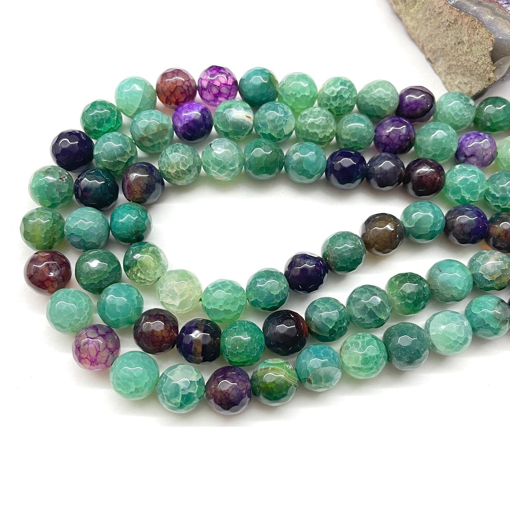AGATA FACETADA | 10MM | VERDE Y MORADO MATIZADO