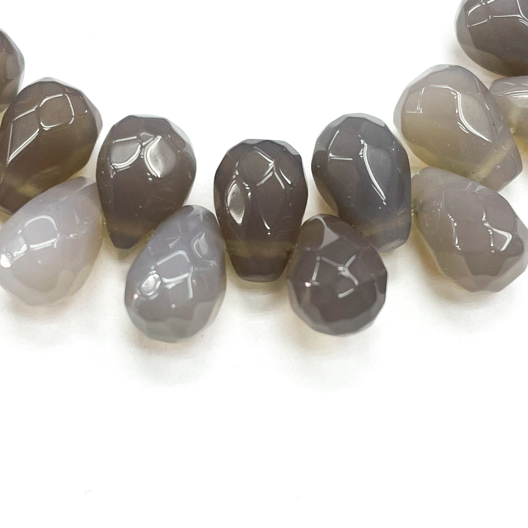 GOTA FACETADA | 12X8MM | CUARZO GRIS (13-32F)